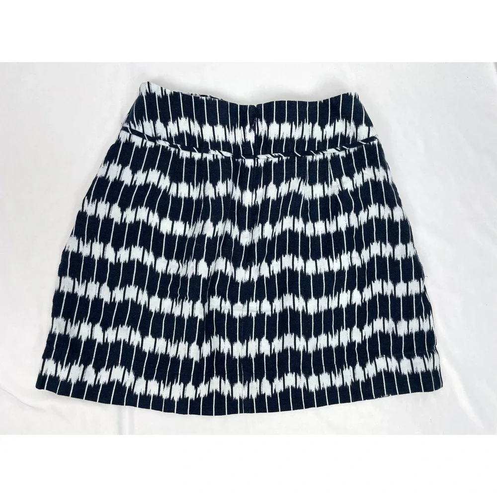 Ann Taylor LOFT Skirt‎ 6P Blue White Linen A-Line